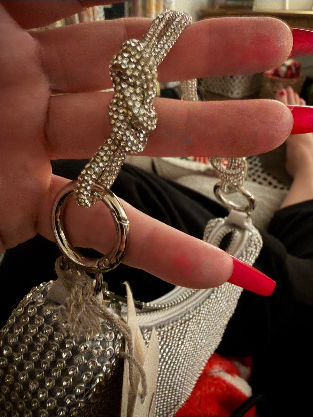Silver Crystal Rhinestone Mini bag - Picture 5 of 7